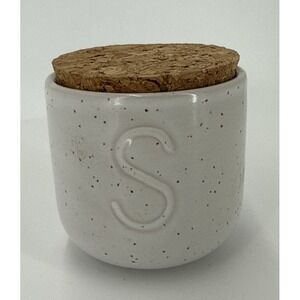 Ceramic‎ Salt Cellar with Cork Top Floor 9-2 3/8" Tall With Lid